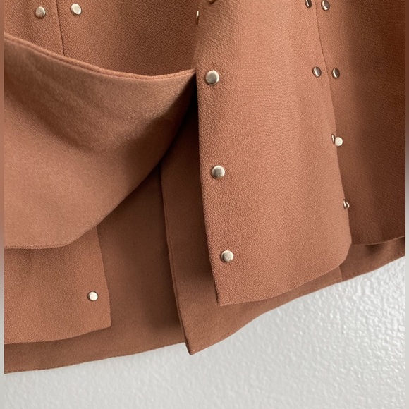 LIU.JO A-line Caramel Camel Tan Skirt Silver Studded Embellished Y2K Luxury 2 - Picture 5 of 12